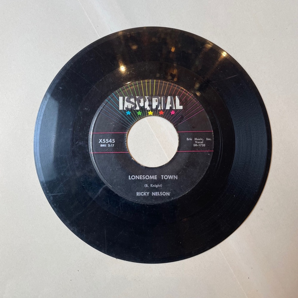 Ricky Nelson‎ 45 RPM Vinyl Record Imperial Lonesome Town I Got A Feeling